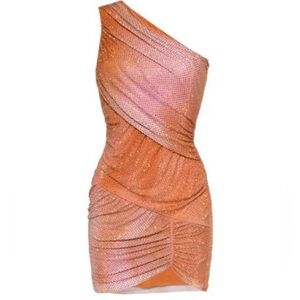 Self Portrait rhinestone-embellished mesh minidress. Size 6uk, size 2 US.